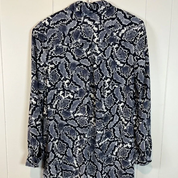 Chic Banana Republic Navy Blue Snake Skin Print Shirt Dress Tunic Women's Sz 4 - Picture 6 of 10